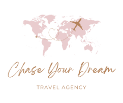 blush pink world map travel agency logo transparent